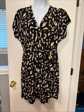 Nine West Black Dress with Gold and Cream Print